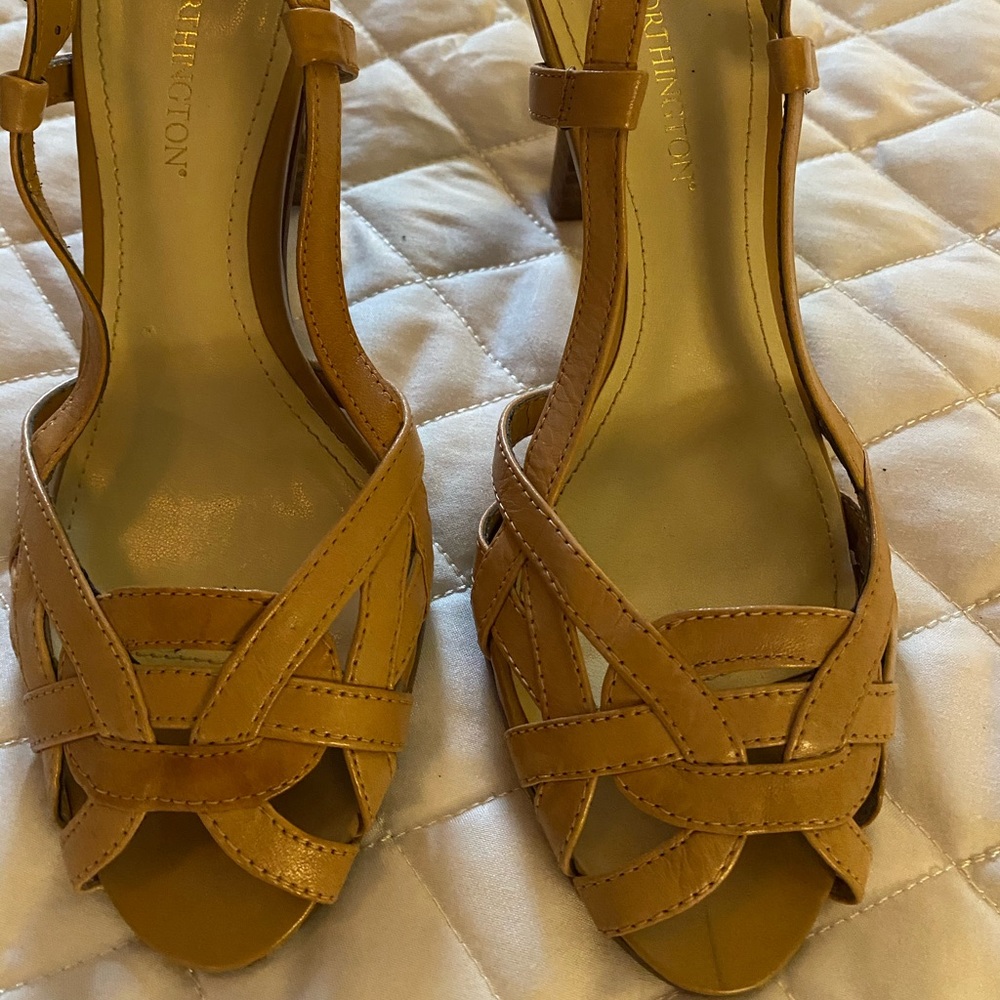 Strapped leather heels